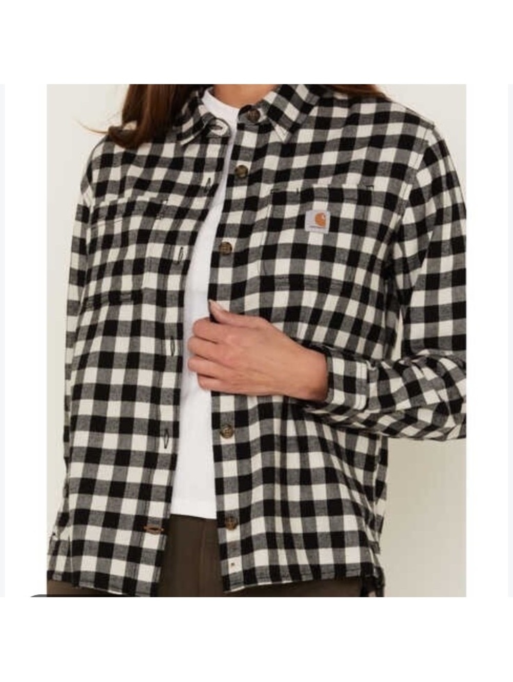 Carhartt Women’s Rugged Flex Loose Midweight Flannel Long Sleeve Plaid Shirt XL